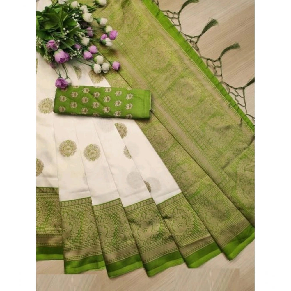 Amfyn Women's Art Silk Printed Saree With Unstitched Blouse (Green, 5-6 Mtrs)