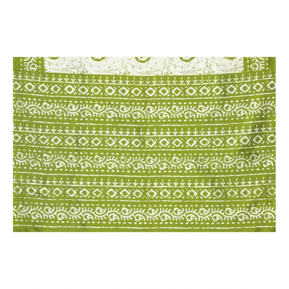 Amfyn Women's Art Silk Printed Saree With Unstitched Blouse (Green, 5-6 Mtrs)