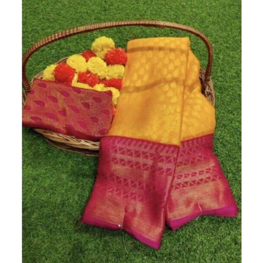 Amfyn Women's Viscose Rayon Printed Saree With Unstitched Blouse (Green)