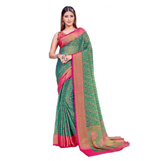 Amfyn Women's Viscose Rayon Printed Saree With Unstitched Blouse (Rama)