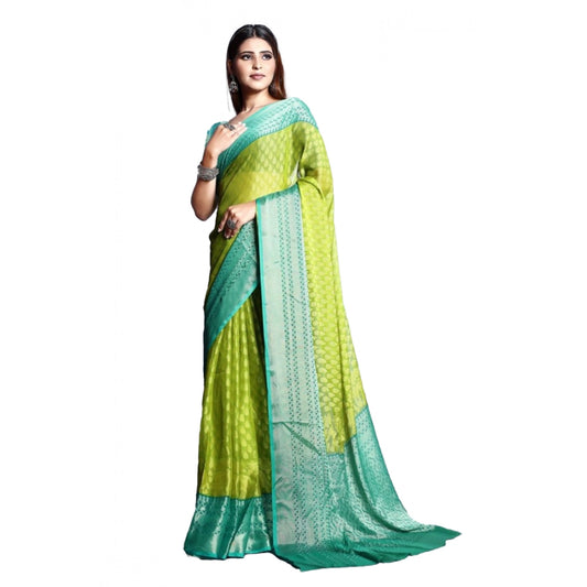 Amfyn Women's Viscose Rayon Printed Saree With Unstitched Blouse (Green)