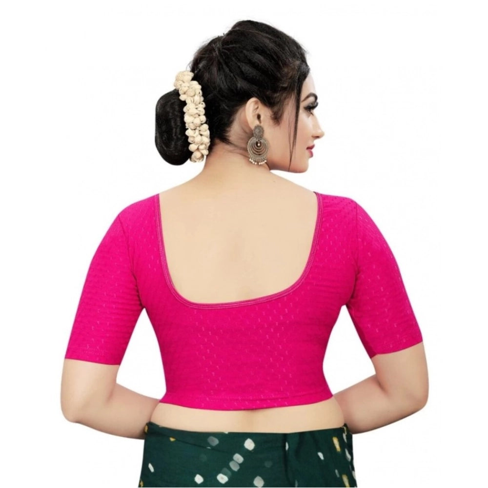 Amfyn Women's Cotton Lycra Blend Solid Non Padded Readymade Blouse (Rani, Size: Free Size)