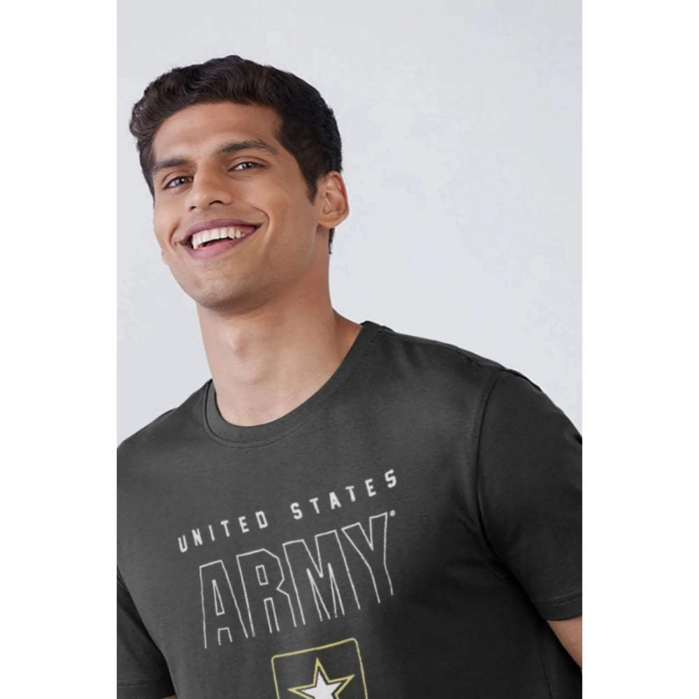 Amfyn Men's Casual Half sleeve Printed Cotton Crew Neck T-shirt (Black)