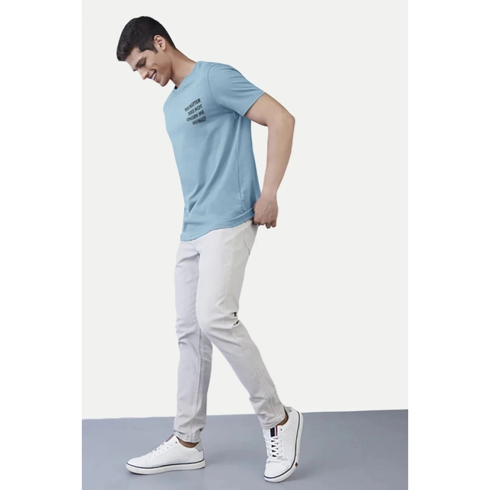 Amfyn Men's Casual Half sleeve Printed Cotton Round Neck T-shirt (Teal)