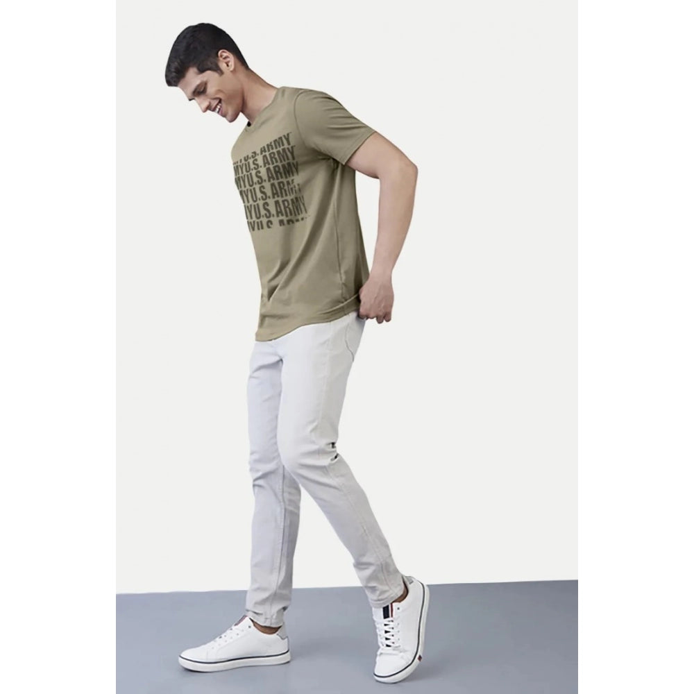 Amfyn Men's Casual Half sleeve Printed Cotton Crew Neck T-shirt (Green)