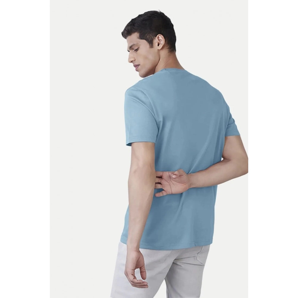 Amfyn Men's Casual Half sleeve Printed Cotton Round Neck T-shirt (Teal)