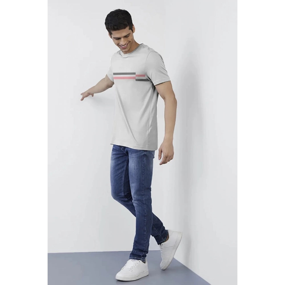 Amfyn Men's Casual Half sleeve Solid Cotton Crew Neck T-shirt (Light Grey)