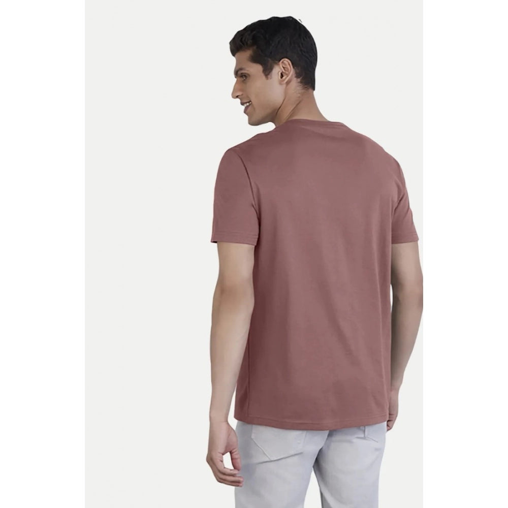 Amfyn Men's Casual Half sleeve Printed Cotton Crew Neck T-shirt (Pink)