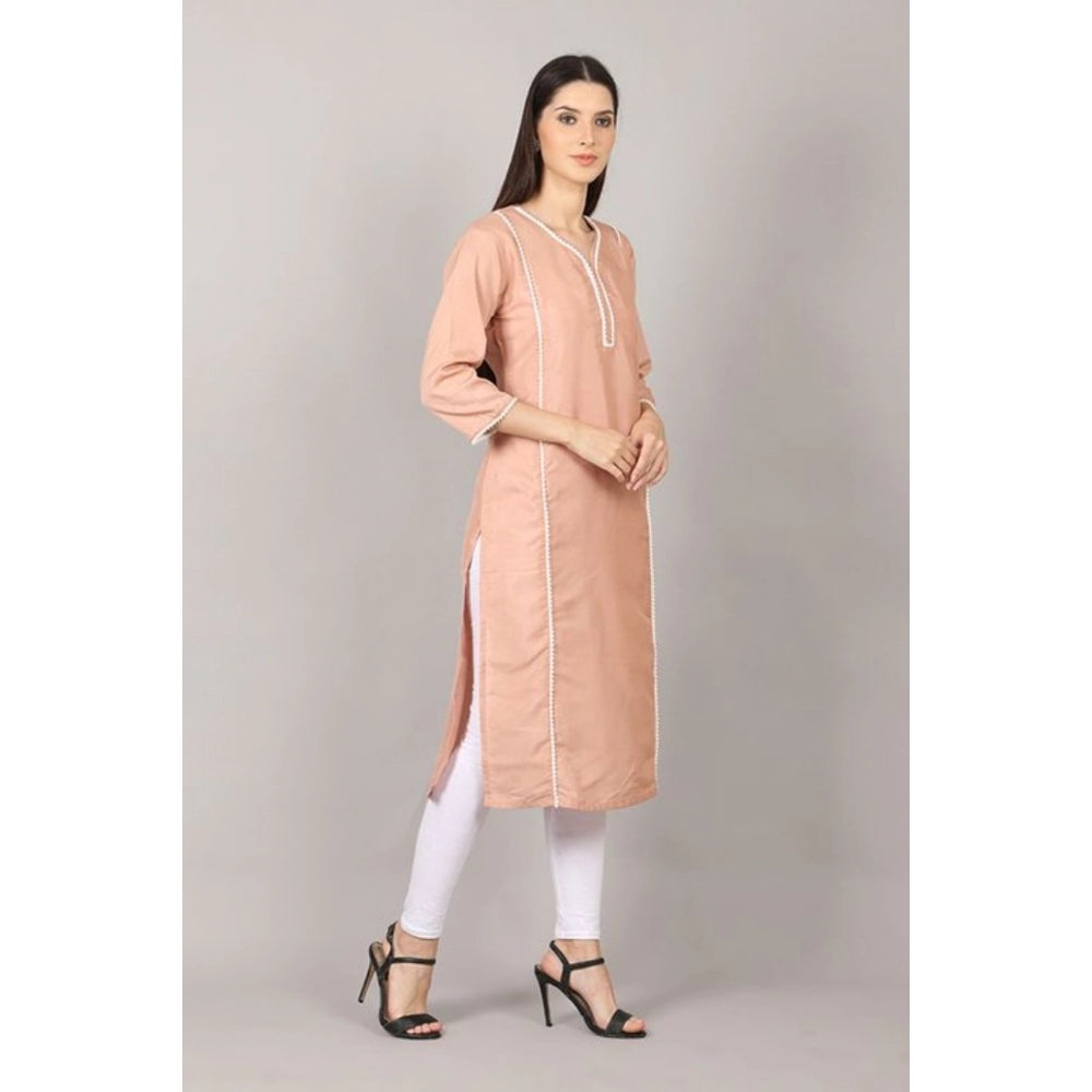 Amfyn Women's Casual 3/4 Sleeve Silk Blend Printed Kurti (Orange)