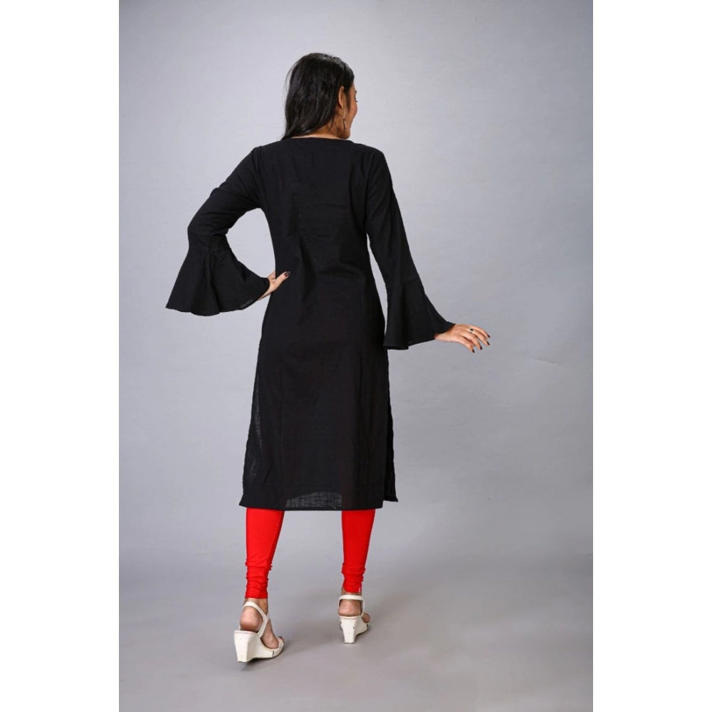 Amfyn Women's Casual Full Sleeve Viscose Rayon Printed Kurti (Black)