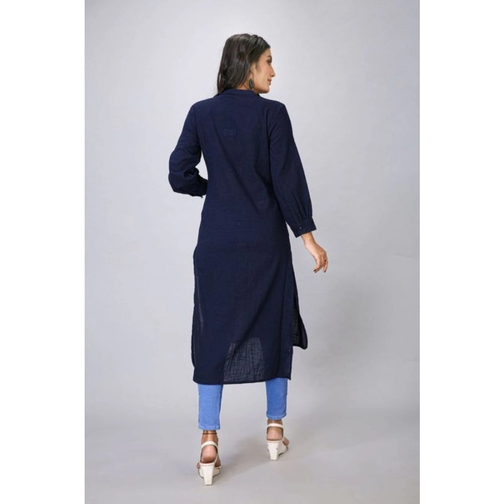 Amfyn Women's Casual Full Sleeve Viscose Rayon Printed Kurti (Dark Blue)