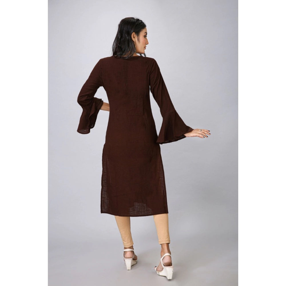 Amfyn Women's Casual Full Sleeve Viscose Rayon Printed Kurti (Brown)