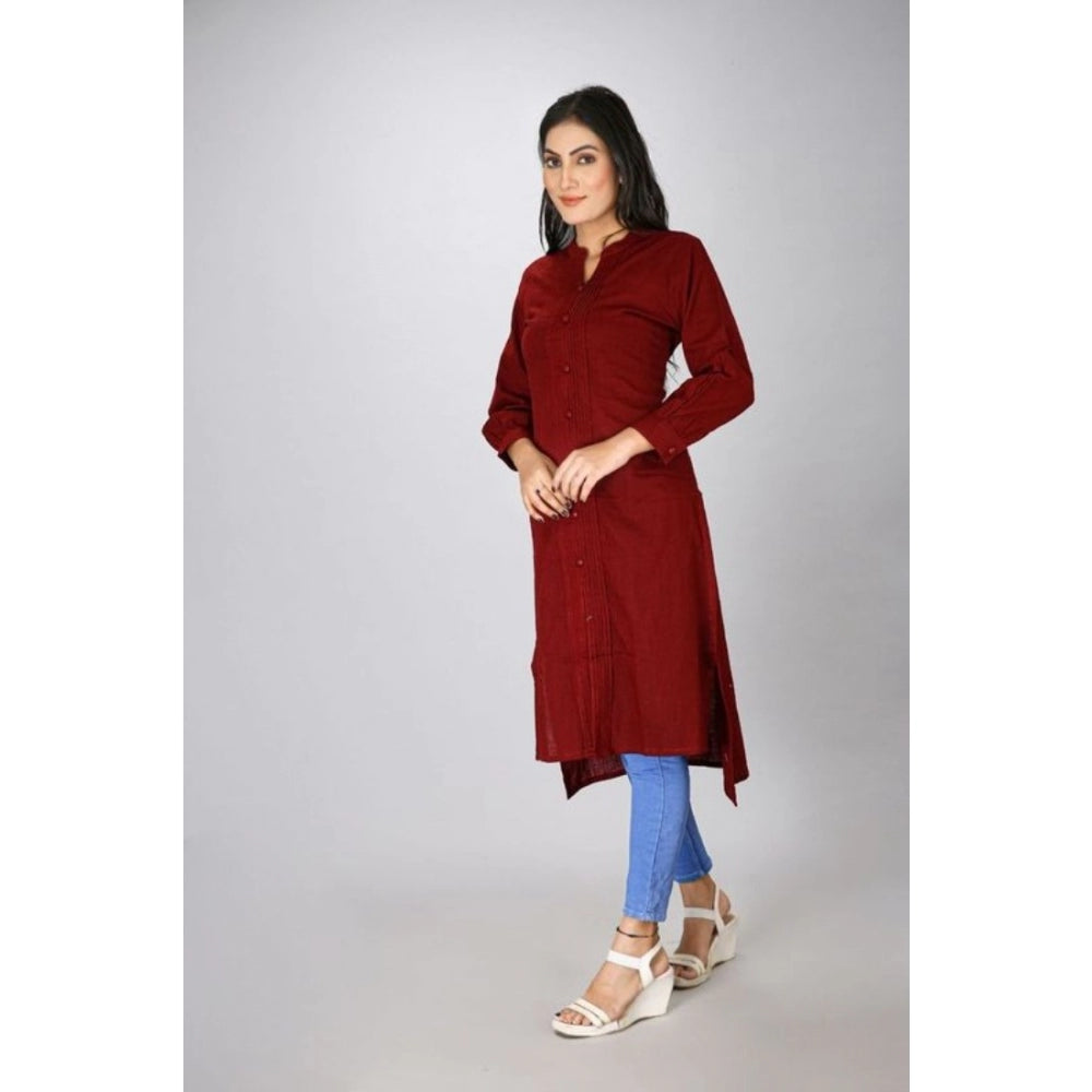 Amfyn Women's Casual Full Sleeve Viscose Rayon Printed Kurti (Maroon)