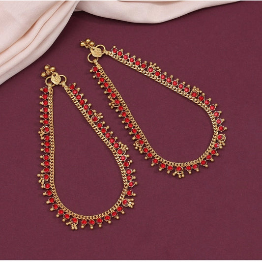 Fashion Women's Red Color Anklets (Free Size: Upto 10")