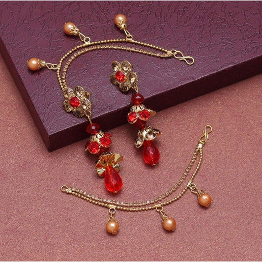 Fashion Women's Red Color Bahubali Earrings