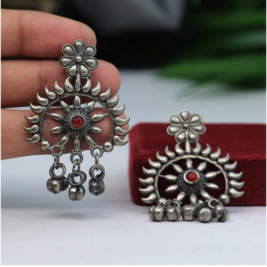 Fashion Women's Maroon Color Oxidised Earrings