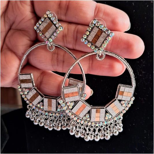 Fashion Women's Gold &amp; Silver Color Oxidised Earrings