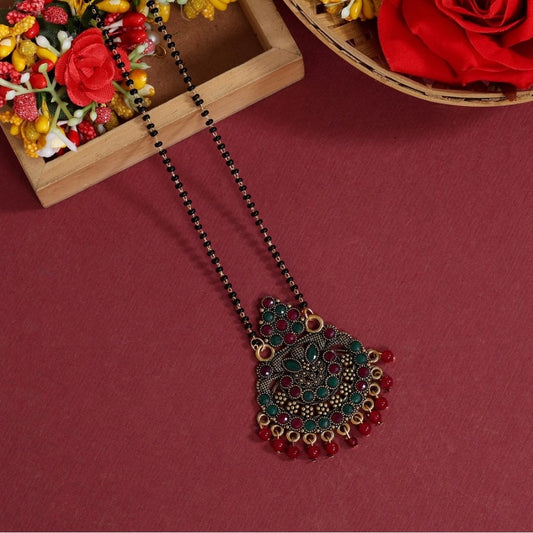 Fashion Women's Maroon &amp; Green Color Mangalsutra