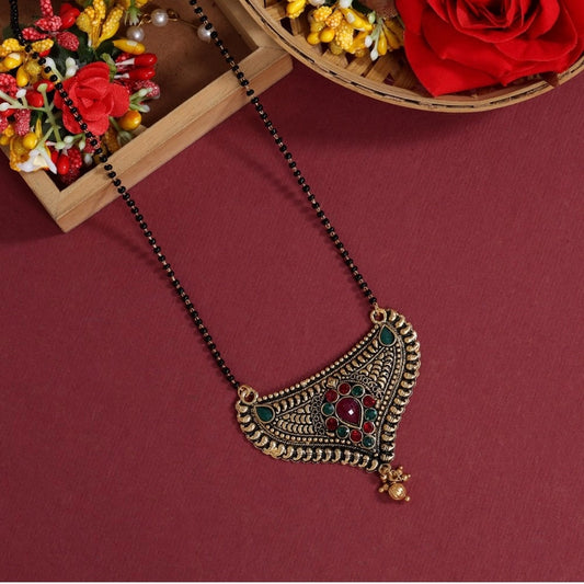 Fashion Women's Maroon &amp; Green Color Mangalsutra