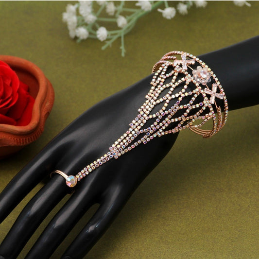 Fashion Women's Rainbow Color Rose Gold Hathphool Adjustable Bracelet