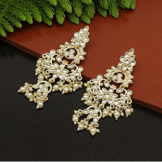 Fashion Women's White Color Kundan Earrings