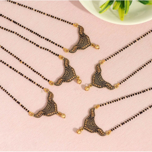 Amfyn Women's Gold Color 5 Piece Of Mangalsutra Combo