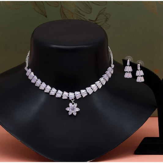 Fashion Women's Silver Color Stone Necklace Set Adjustable Chain