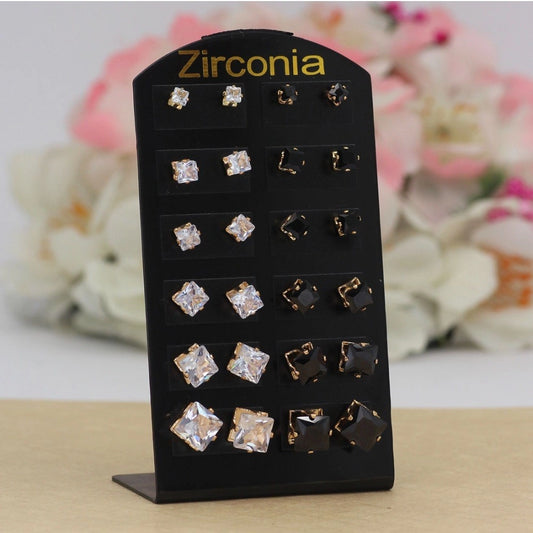 Fashion Women's White &amp; Black Color Stud Earrings Combo Of 12 Pairs