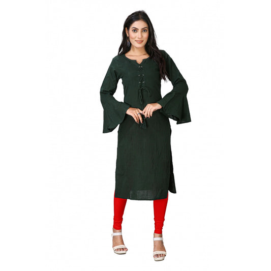 Amfyn Women's Casual Full Sleeve Viscose Rayon Printed Kurti (Dark Green)