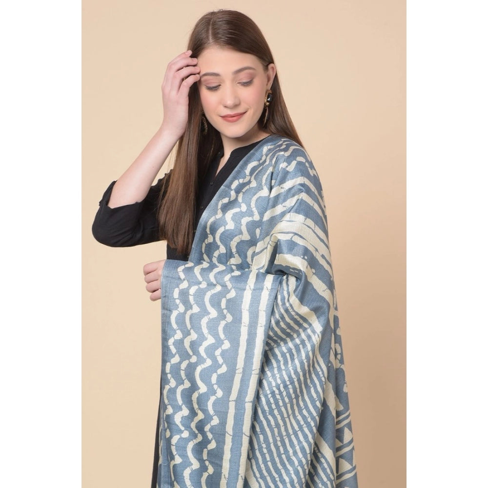 Amfyn Women's Art Silk Printed Dupatta (Grey, Length: 2.25 to 2.50 Mtr)