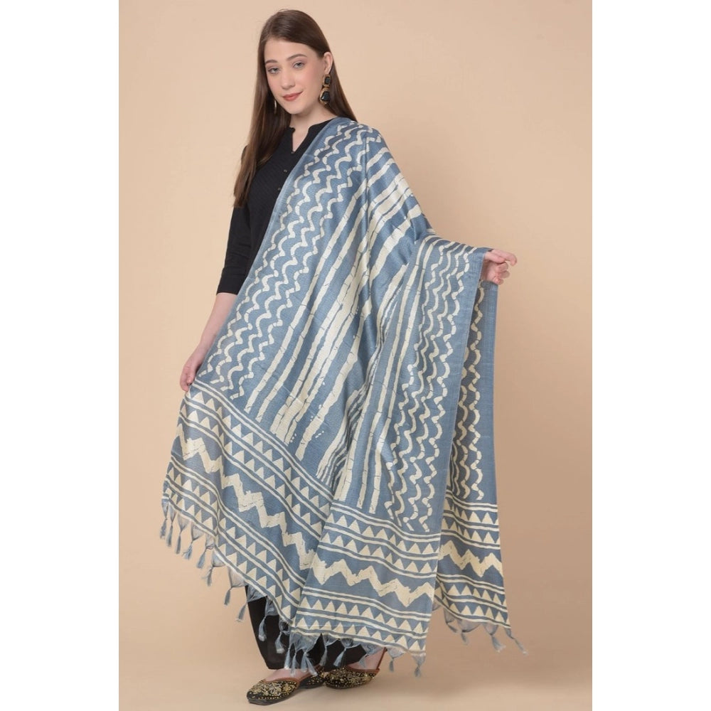 Amfyn Women's Art Silk Printed Dupatta (Grey, Length: 2.25 to 2.50 Mtr)
