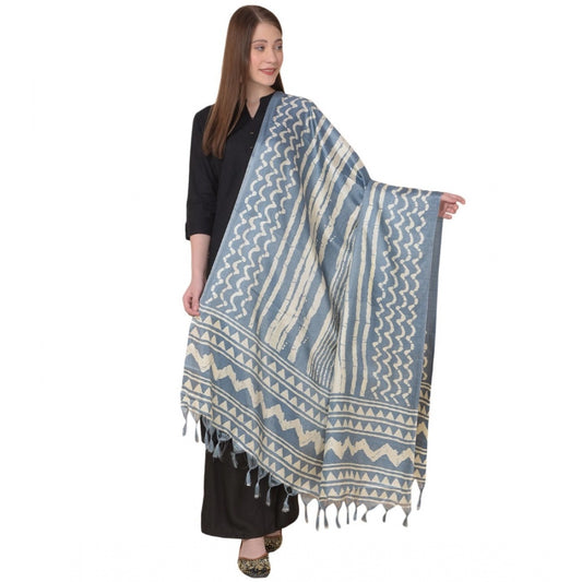 Amfyn Women's Art Silk Printed Dupatta (Grey, Length: 2.25 to 2.50 Mtr)