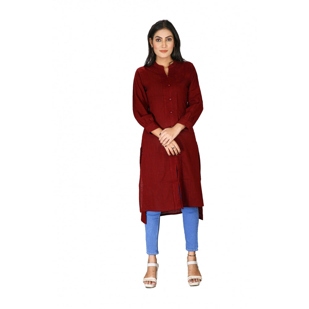 Amfyn Women's Casual Full Sleeve Viscose Rayon Printed Kurti (Maroon)