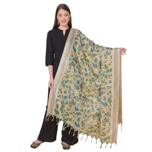 Amfyn Women's Art Silk Printed Dupatta (Gold, Length: 2.25 to 2.50 Mtr)