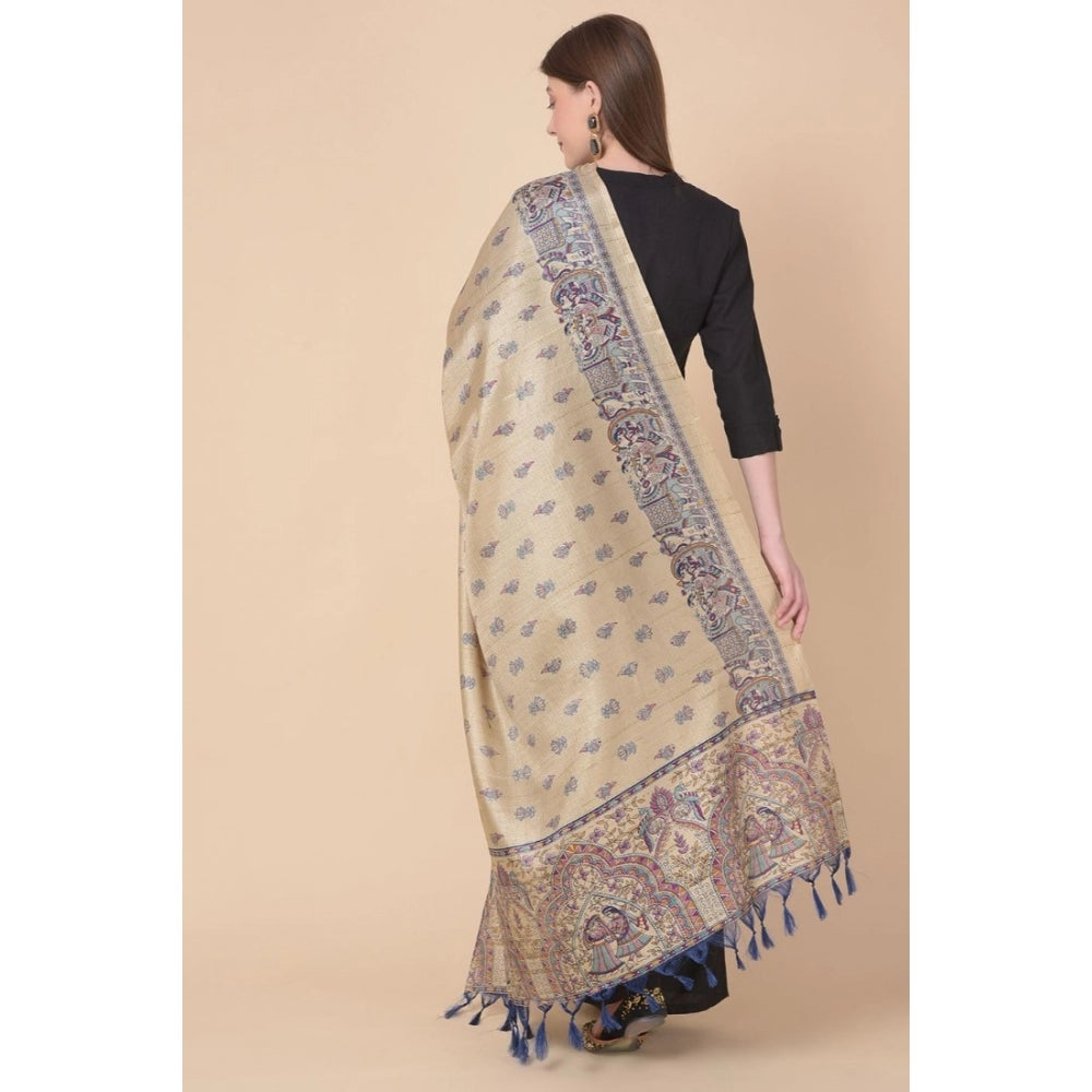 Amfyn Women's Art Silk Printed Dupatta (Gold, Length: 2.25 to 2.50 Mtr)