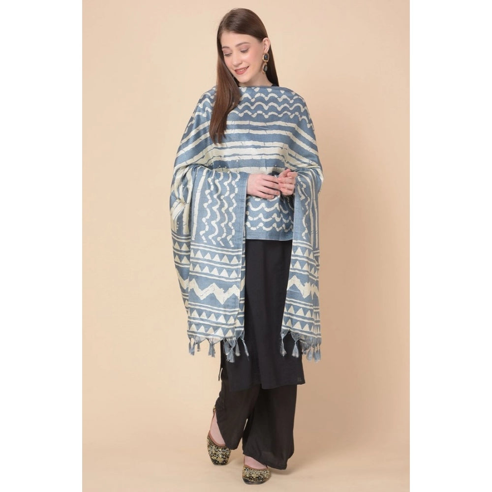 Amfyn Women's Art Silk Printed Dupatta (Grey, Length: 2.25 to 2.50 Mtr)