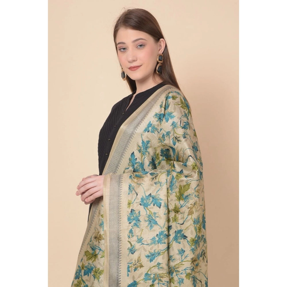 Amfyn Women's Art Silk Printed Dupatta (Gold, Length: 2.25 to 2.50 Mtr)