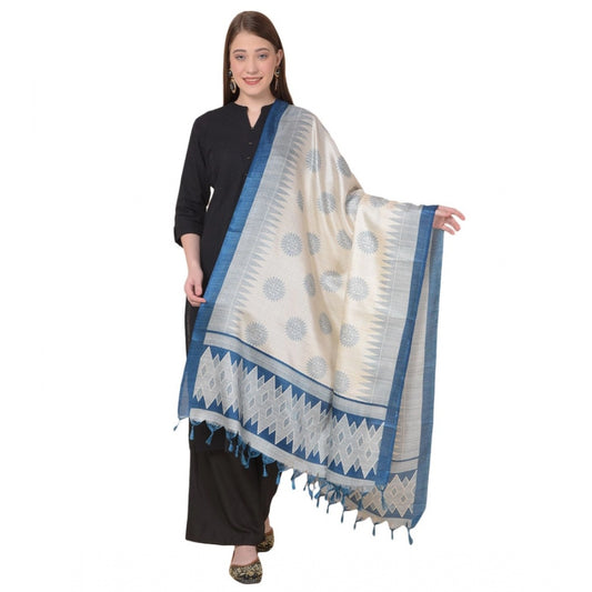 Amfyn Women's Art Silk Printed Dupatta (Turquoise, Length: 2.25 to 2.50 Mtr)