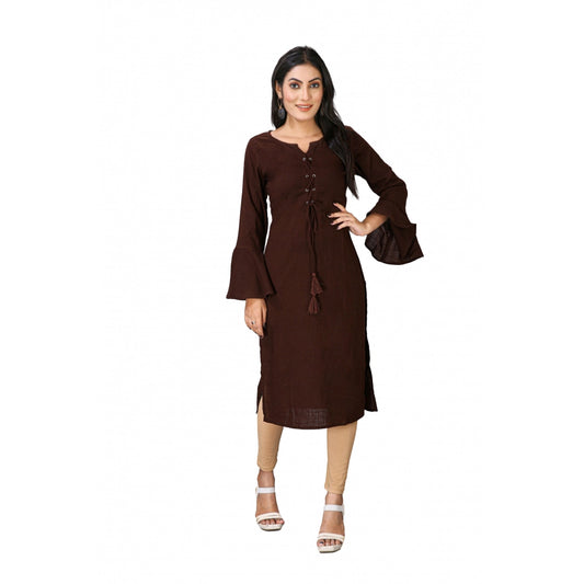 Amfyn Women's Casual Full Sleeve Viscose Rayon Printed Kurti (Brown)