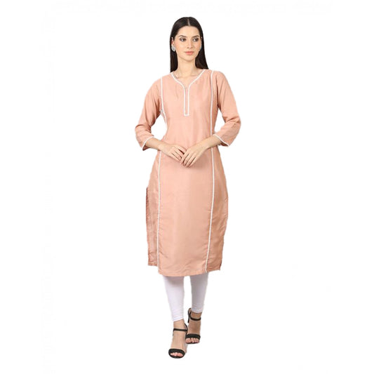 Amfyn Women's Casual 3/4 Sleeve Silk Blend Printed Kurti (Orange)