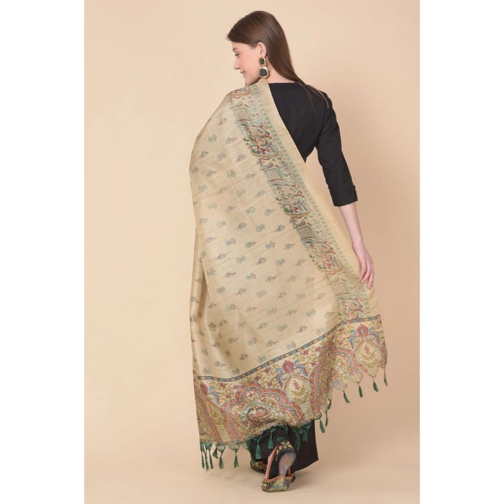 Amfyn Women's Art Silk Printed Dupatta (Gold, Length: 2.25 to 2.50 Mtr)