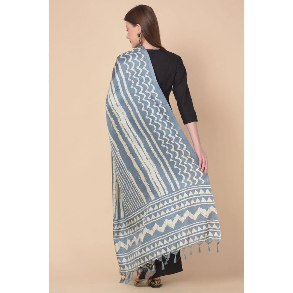 Amfyn Women's Art Silk Printed Dupatta (Grey, Length: 2.25 to 2.50 Mtr)