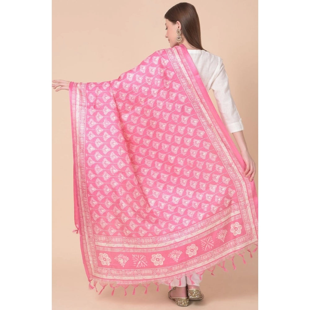 Amfyn Women's Art Silk Printed Dupatta (Pink, Length: 2.25 to 2.50 Mtr)
