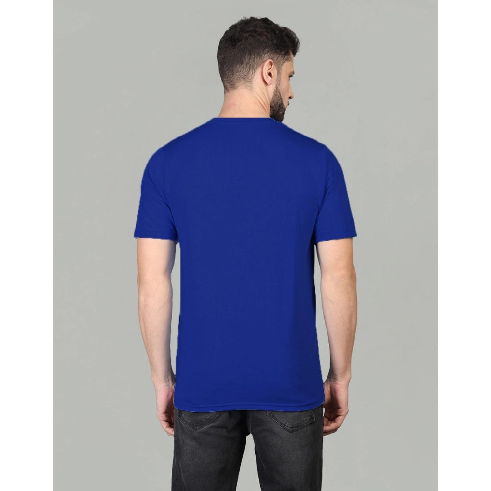 Amfyn Men's Casual Half Sleeve Solid Cotton Blended Round Neck T-shirt (Royal)
