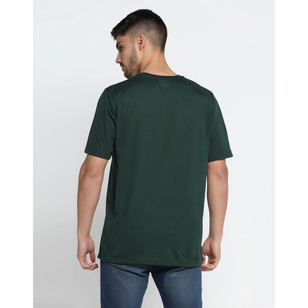 Amfyn Men's Casual Half Sleeve Printed Cotton Blended Round Neck T-shirt (B.Green)