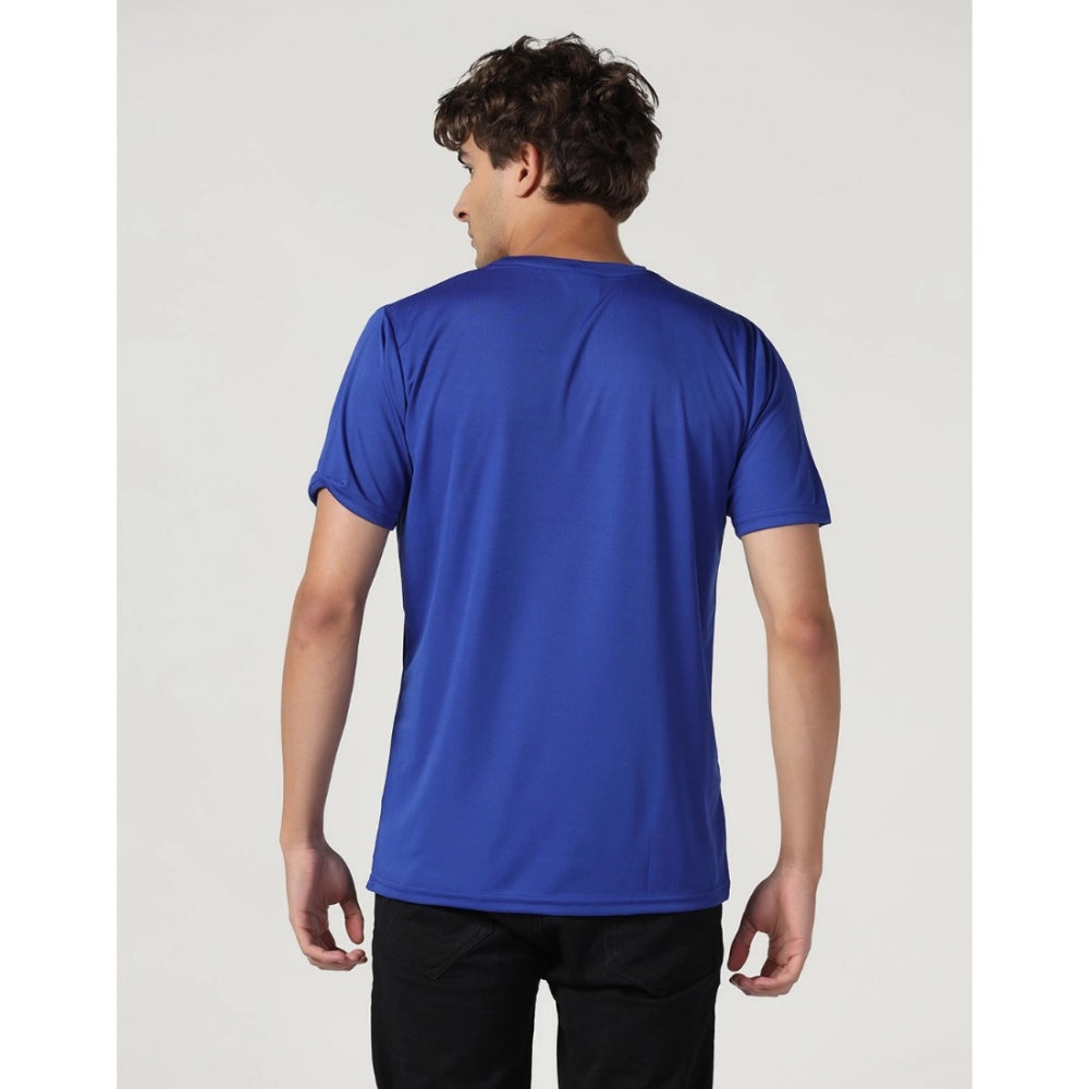 Amfyn Men's Casual Half Sleeve Solid Polyester Round Neck T-shirt (Royal)