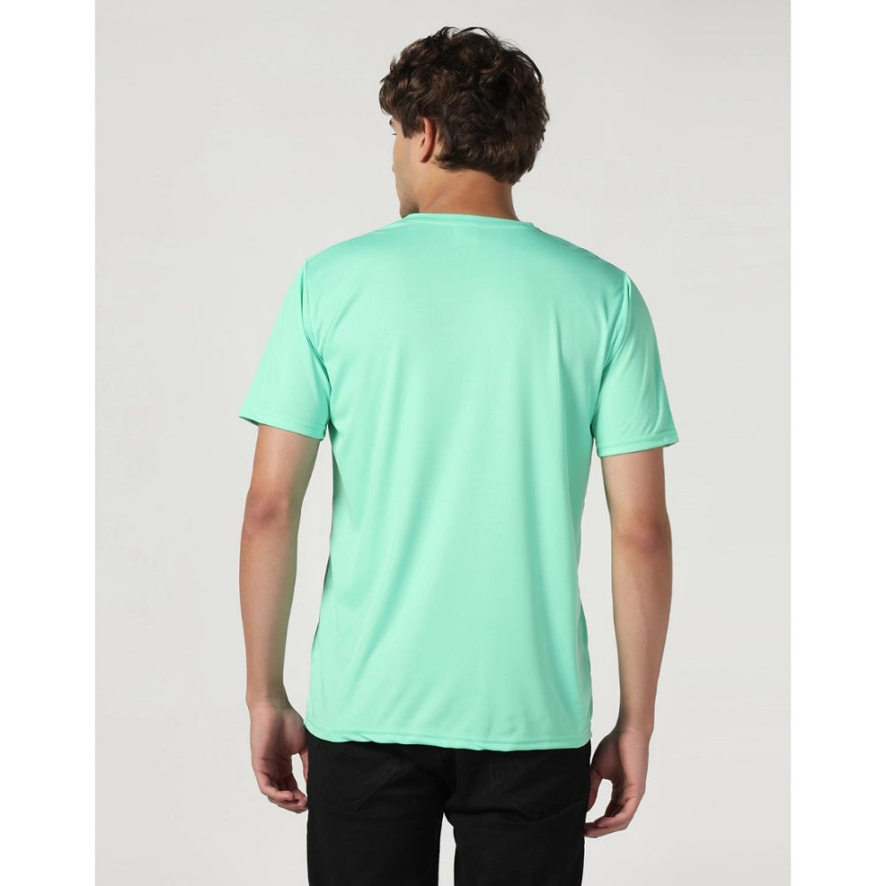 Amfyn Men's Casual Half Sleeve Solid Polyester Round Neck T-shirt (Lgreen)