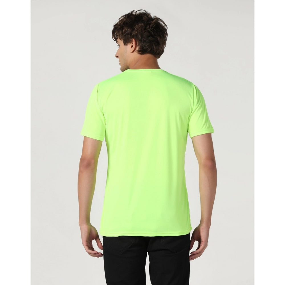Amfyn Men's Casual Half Sleeve Solid Polyester Round Neck T-shirt (Neon)