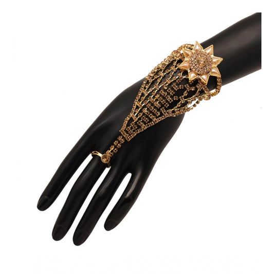Fashion Women's Gold Color Rhinestone Hathphool Adjustable Bracelet