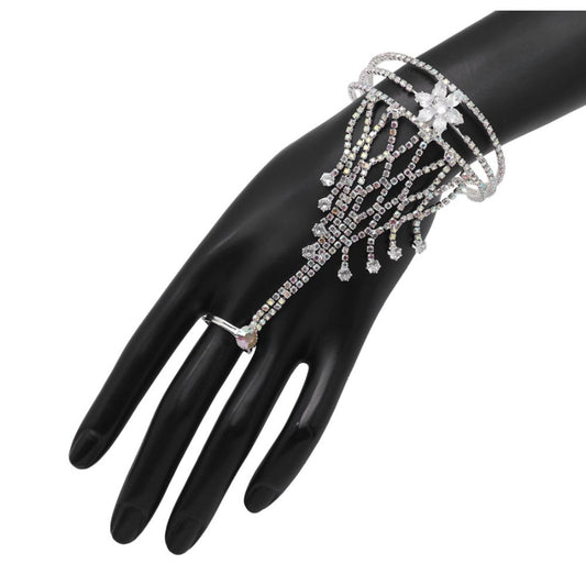 Fashion Women's White Color Rhinestone Hathphool Adjustable Bracelet